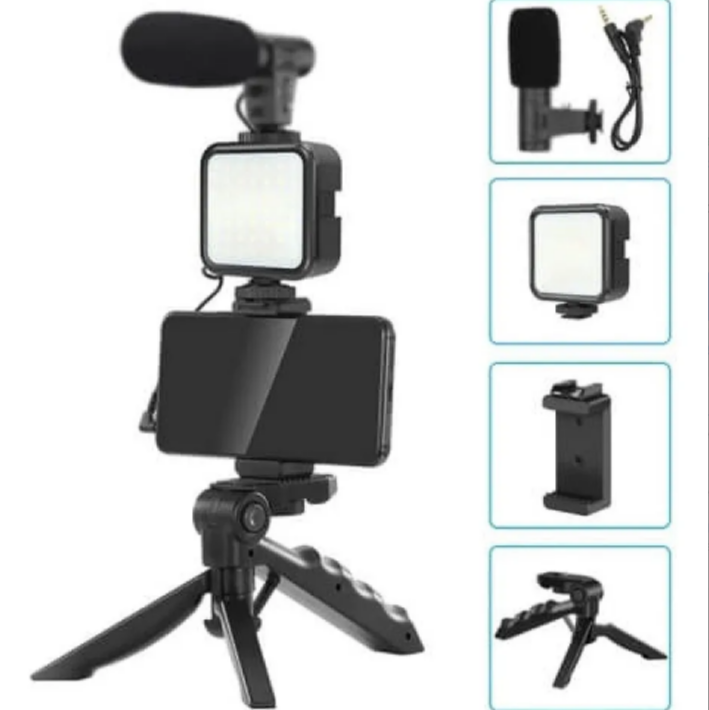 Kit De Grabación Micrófono+Luz Led+Soporte Trípode