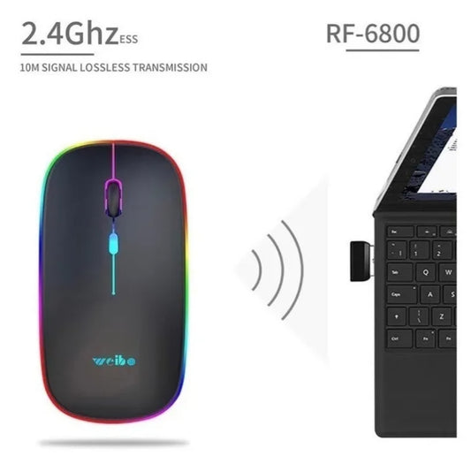 Mouse Óptico Inalámbrico Recargable Led Rgb 2.4ghz